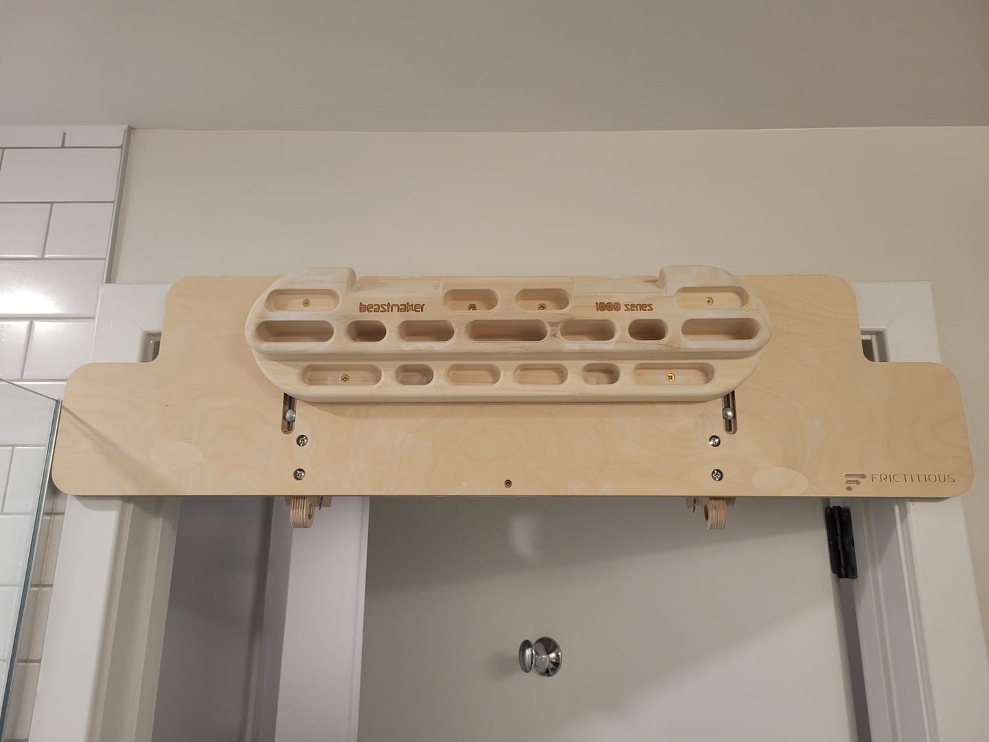 Customer photo review of Hangboard Doorway Mount