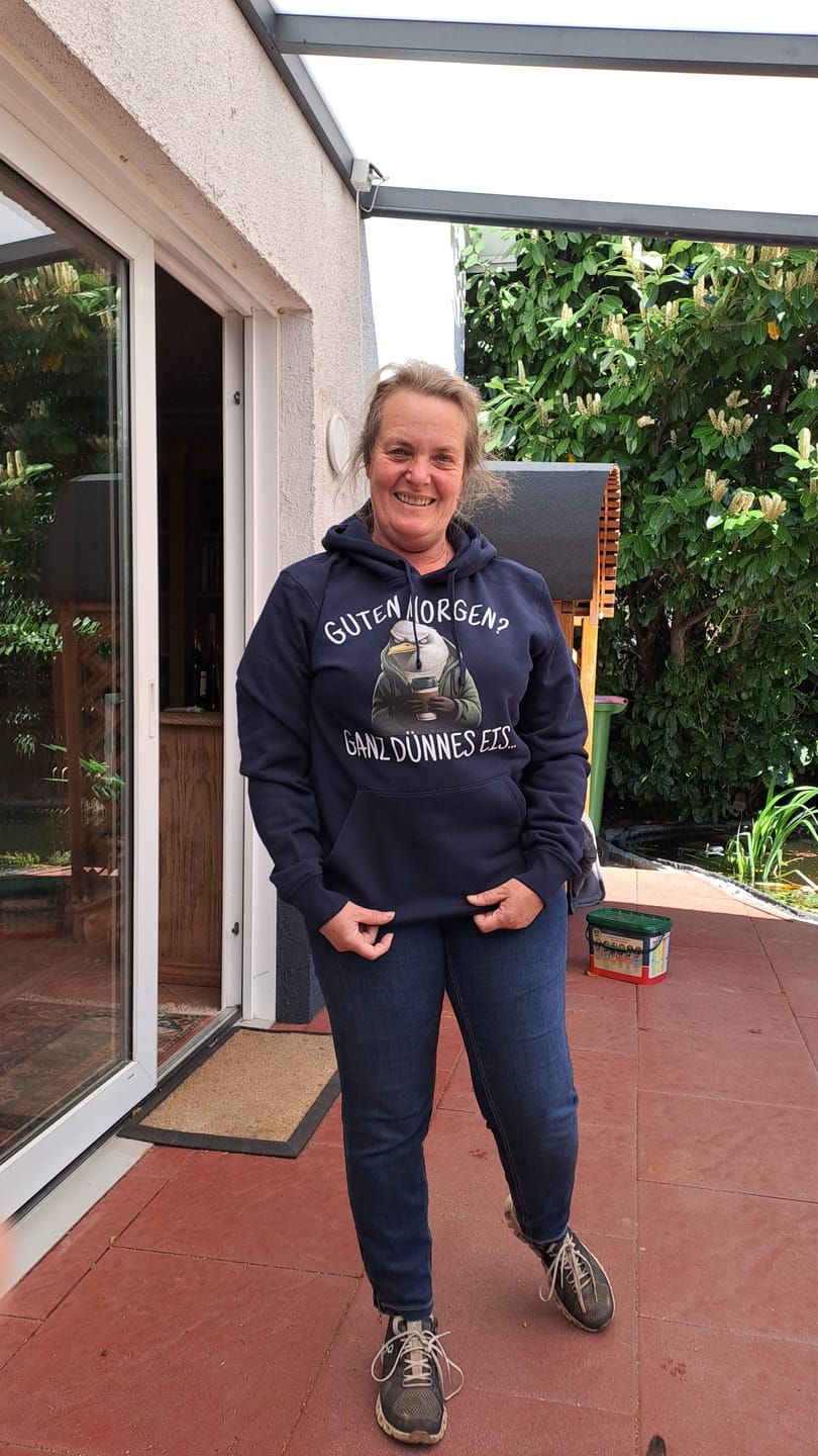 Customer photo review of Guten Morgen? ganz dünnes Eis.. · Unisex Bio Hoodie