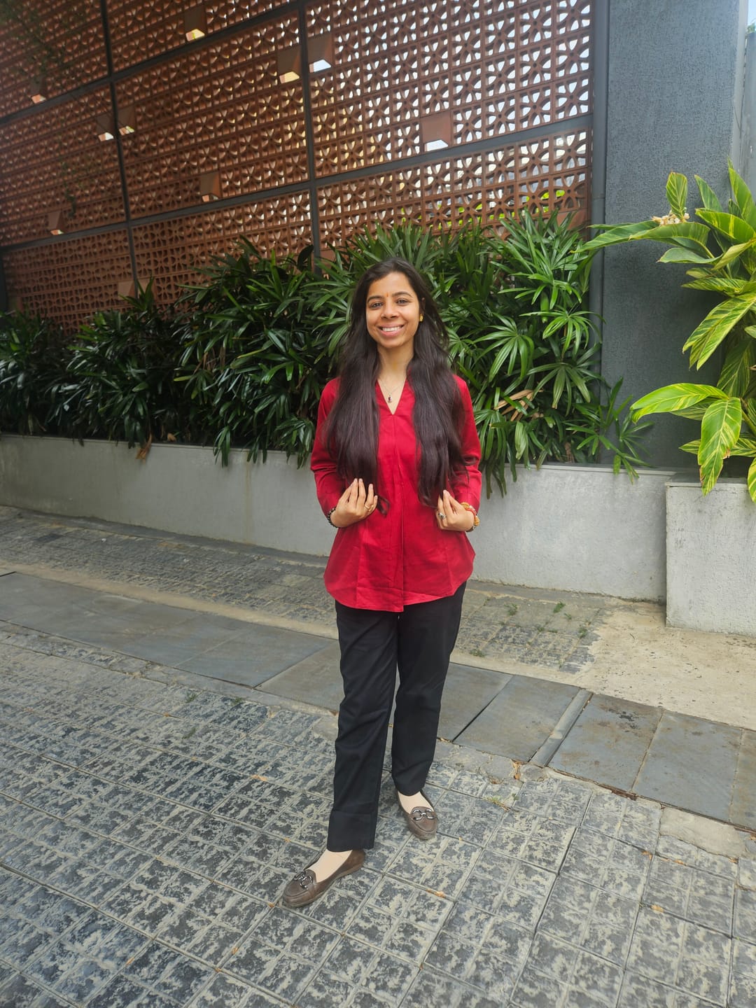 Customer photo review of Brinjal Viscose Pleated Top