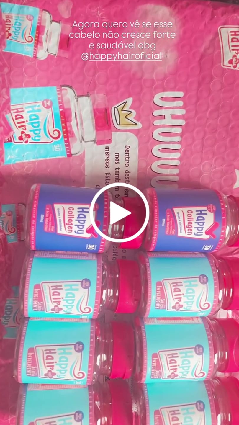 Customer video review of Happy Hair 3 Potes + 3 Potes Grátis + 2 Potes de Colágeno (Total 8 Potes)