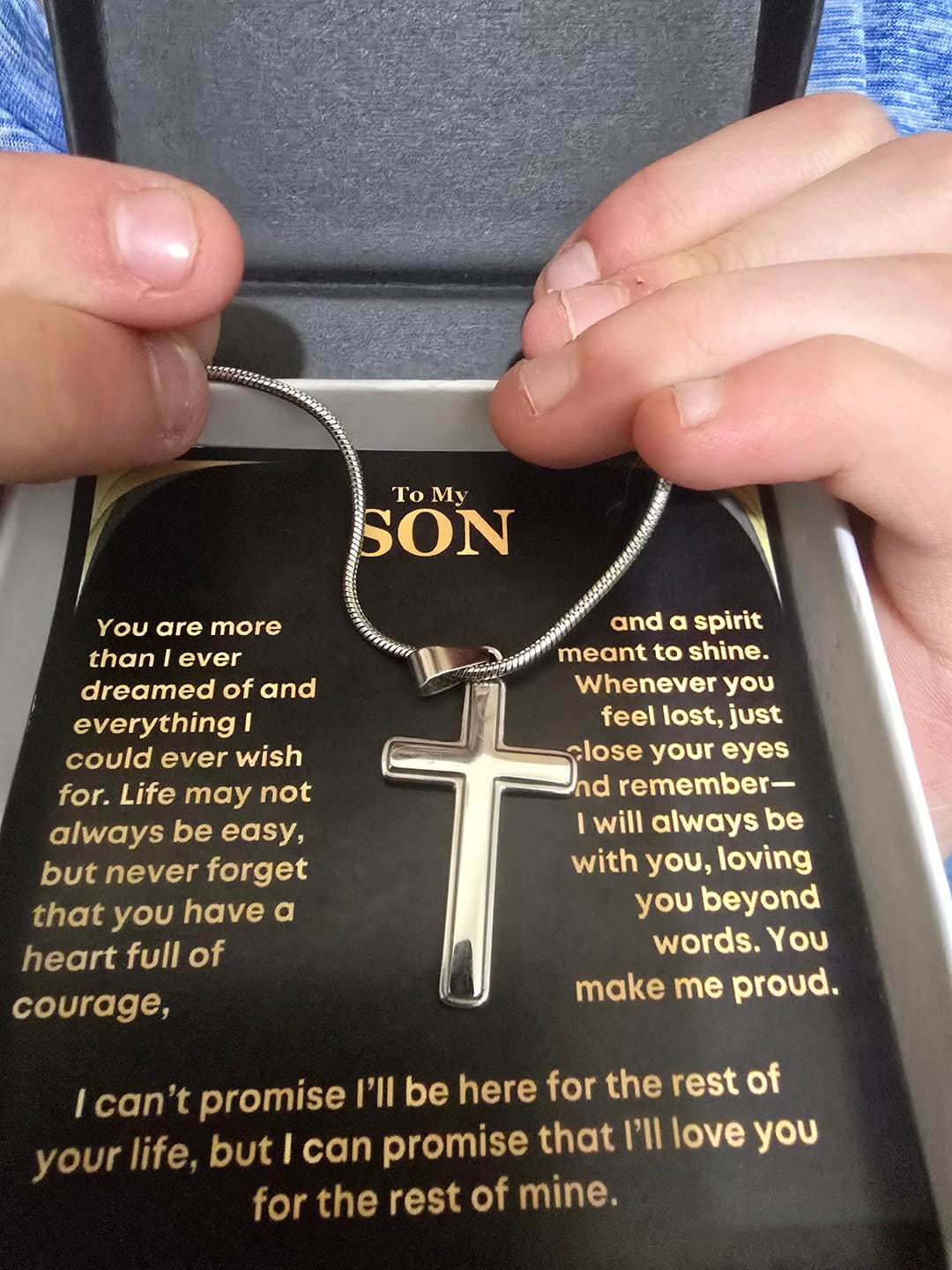 Customer photo review of Son, Courage - Cross Necklace (S58)