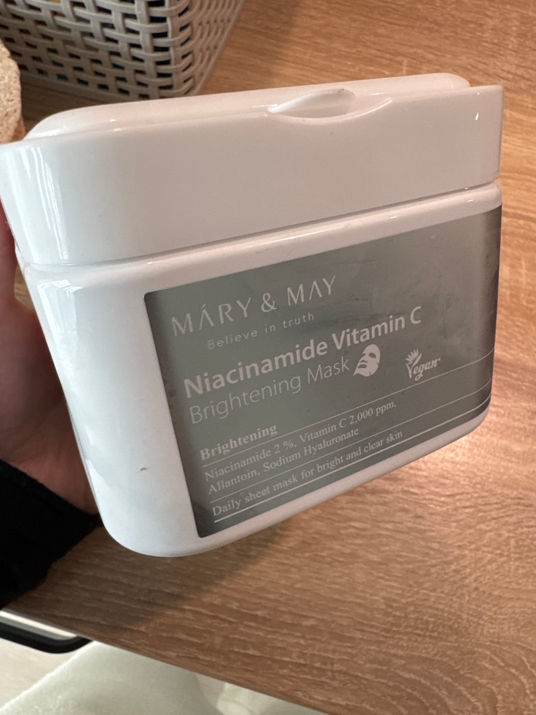 Customer photo review of Balinošo masku komplekts ar niacinamīdu un C vitamīnu Mary&May Niacinamide Vitamin C Brightening Mask