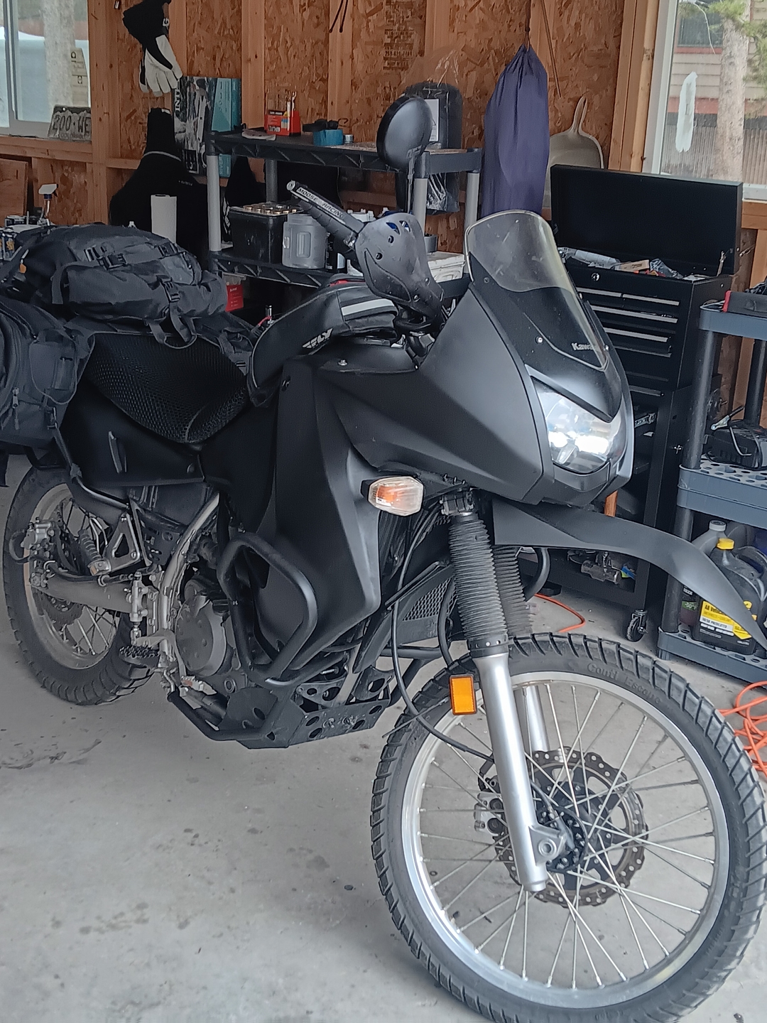 Wind Rider mesh seat cover on a Kawasaki KLR 650