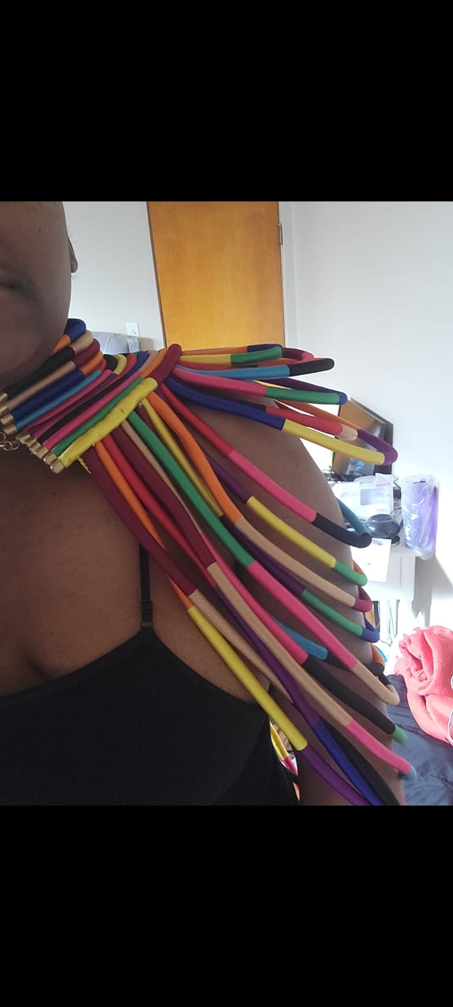 Customer photo review of Ubuntu Goddess Statement Necklace- One shoulder