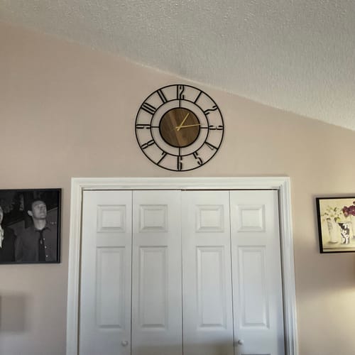 Customer photo review of Wood and Metal Wall Clock