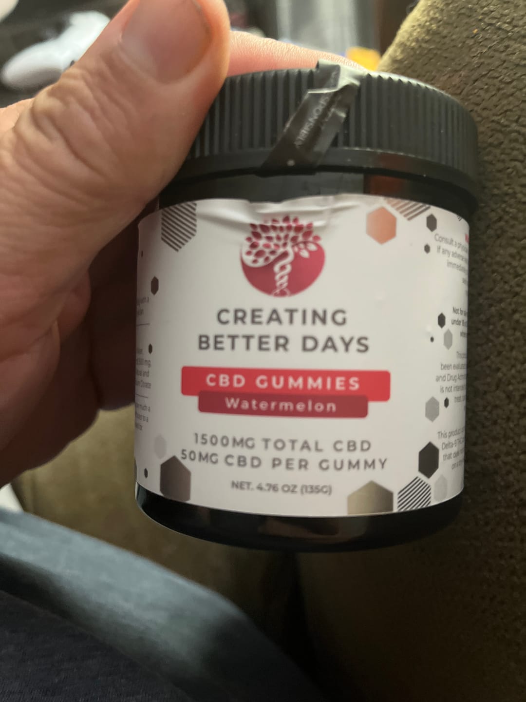 Customer photo review of Watermelon CBD Gummies 1500 MG  - THC Free