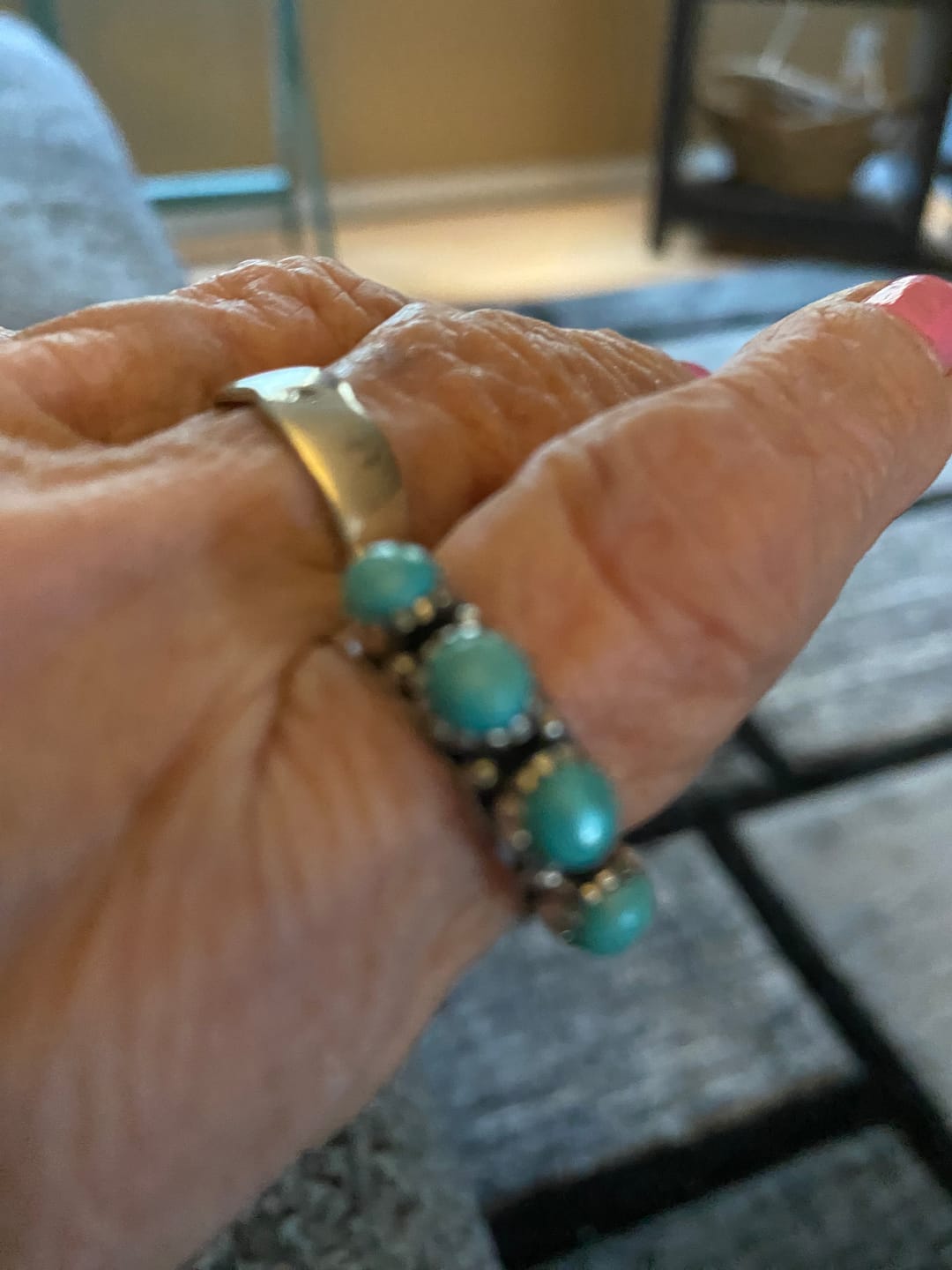 Customer photo review of Turquoise Band Ring Sterling Silver