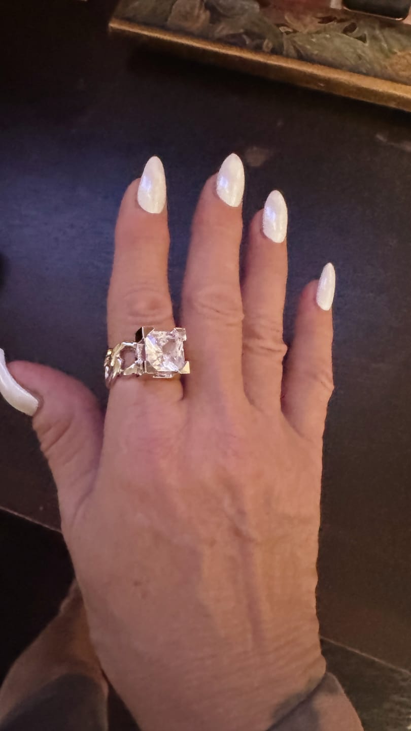 Customer photo review of LuxeLink Glass Square Ring