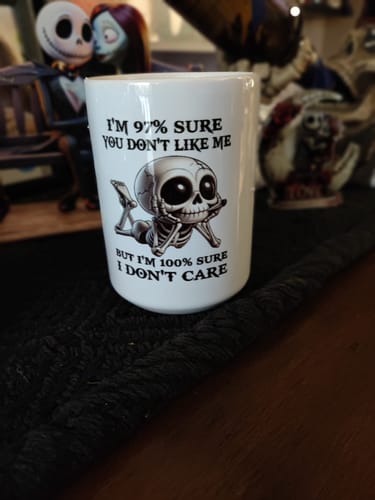 Customer photo review of Don't Care Mug