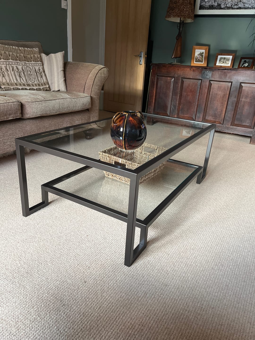 Customer photo review of Hudson Glass Metal Coffee Table - Dark Bronze
