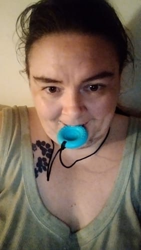 Customer photo review of Silicone Pop It Necklace - Sensory Tool & Chew Support