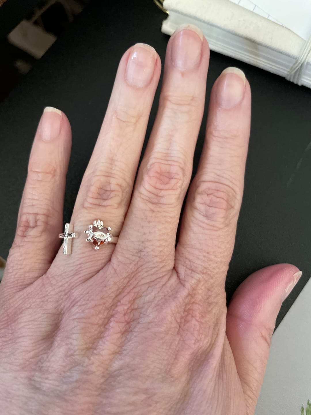 Customer photo review of FREE Today: Sacred Heart of Jesus Ring: With God All Things Are Possible