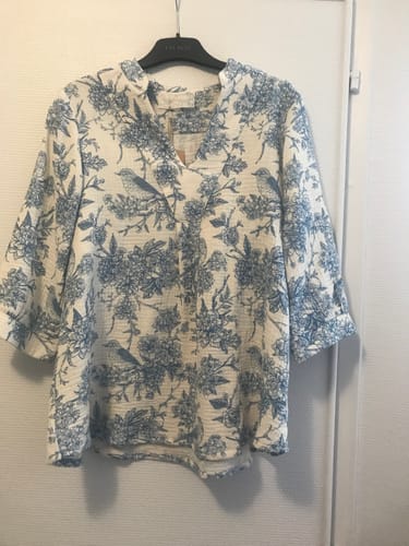 Customer photo review of Blouse Isabeau - double gaze de coton Rouge gorge bleu