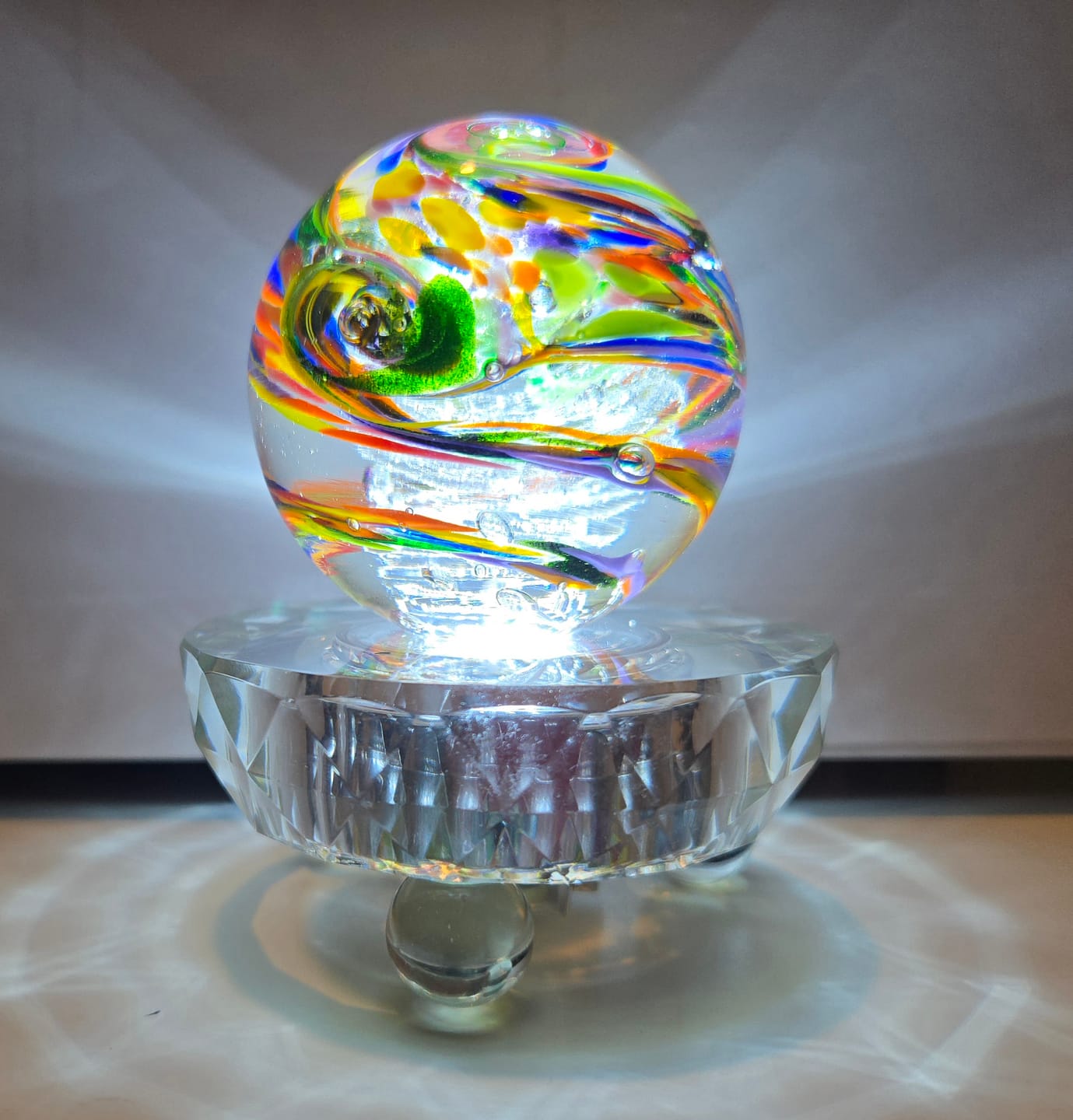 Customer photo review of Rainbow Confetti Orb with Cremation Ashes