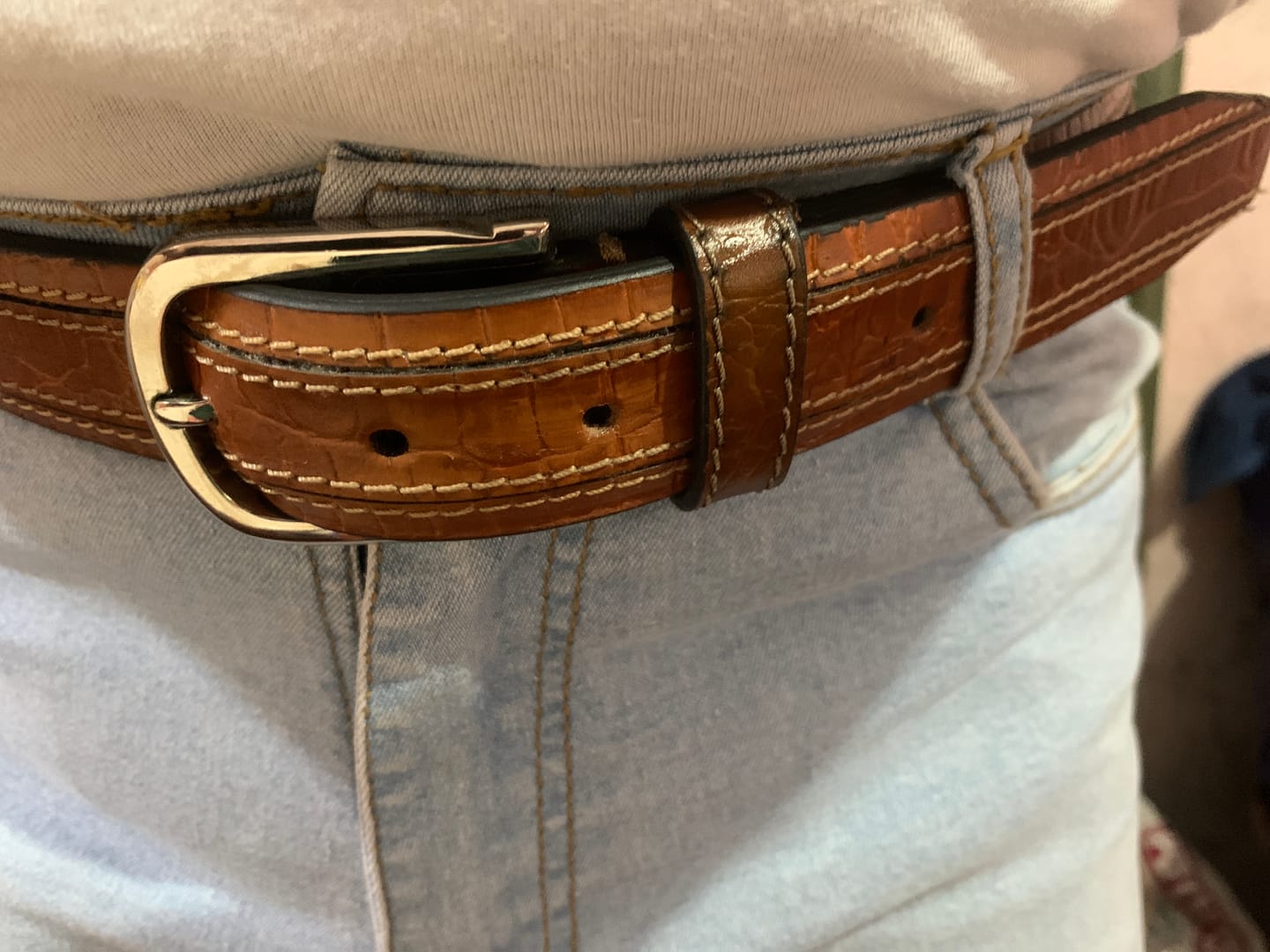 Customer photo review of Bacca Bucci Men's Smooth Grain Leather with Croco Embossed Belt