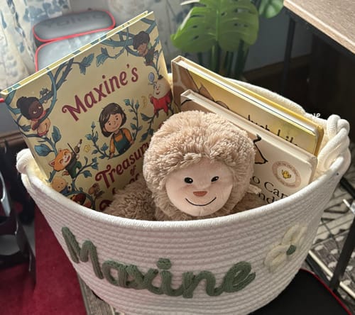 Customer photo review of Baby Knits™ Personalized Knitted Basket