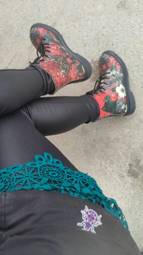Customer photo review of Twilight Cat Boots - Vegan Leather Doc-Style Boots with Durable Stitched on Soles
