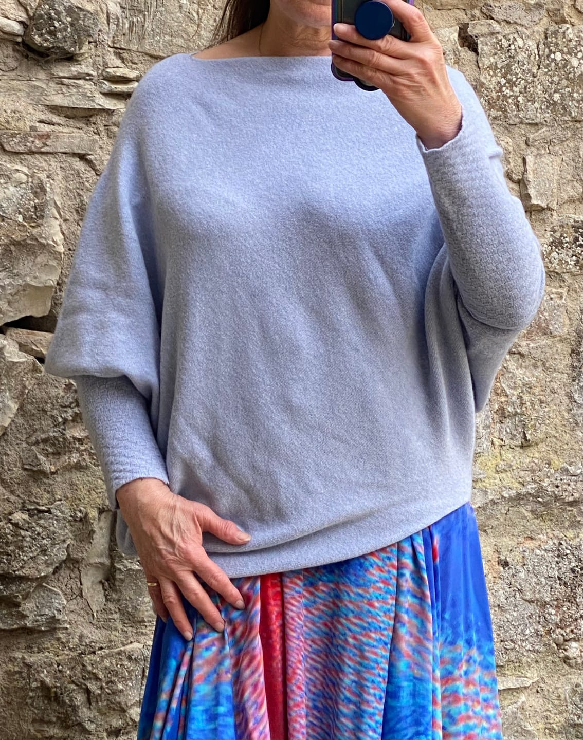 Customer photo review of Soft Knit Asymmetric Jumper - Pale Blue