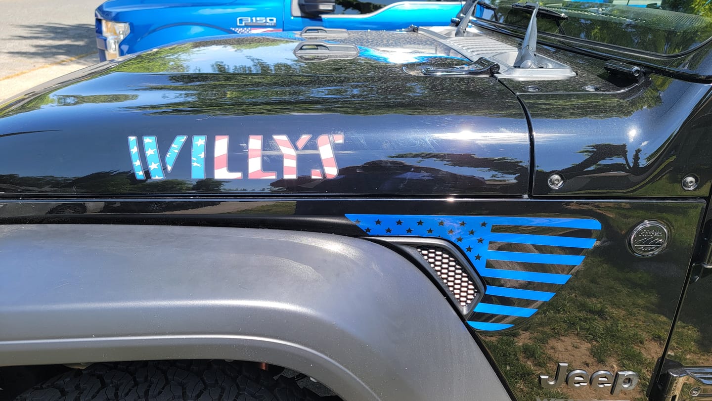 Customer photo review of Willys Hood Lettering - American Flag