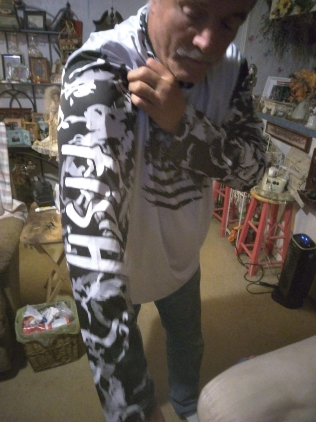 Customer photo review of Gray Camo US Flag Custom Patriotic Crappie Long Sleeve Tournament Fishing Shirt IPHW8157
