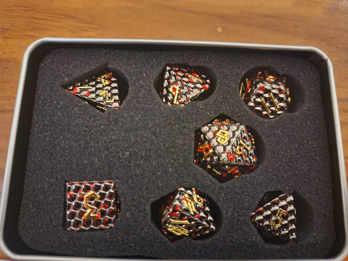 Customer photo review of Bloodied Black Dragon's Egg Metal Dice Set 'PRE-ORDER | SPRING EVENT DEAL'