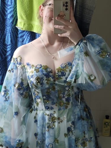Customer photo review of Corset Illusion long Sleeves Sequin Embroidery Dress