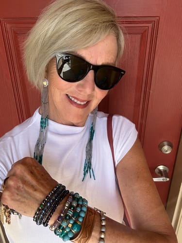 Customer photo review of Wholesale Bohemian Colorful Crystal Multi-layered Beaded Elastic Bracelet