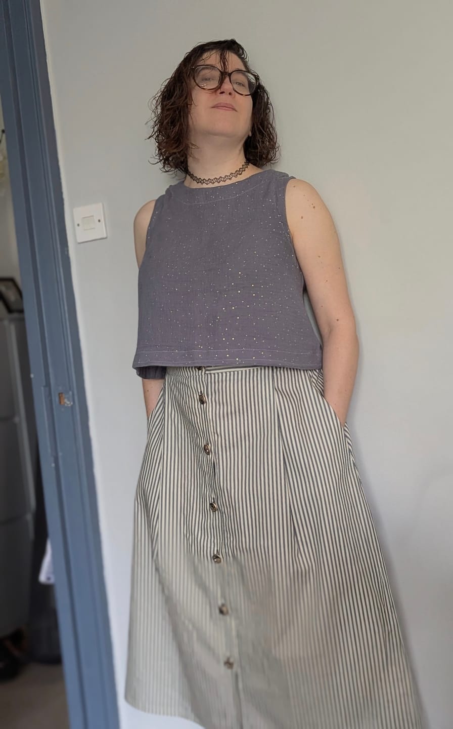 Customer photo review of Ticking Stripes Rose & Hubble Cotton Poplin Fabric