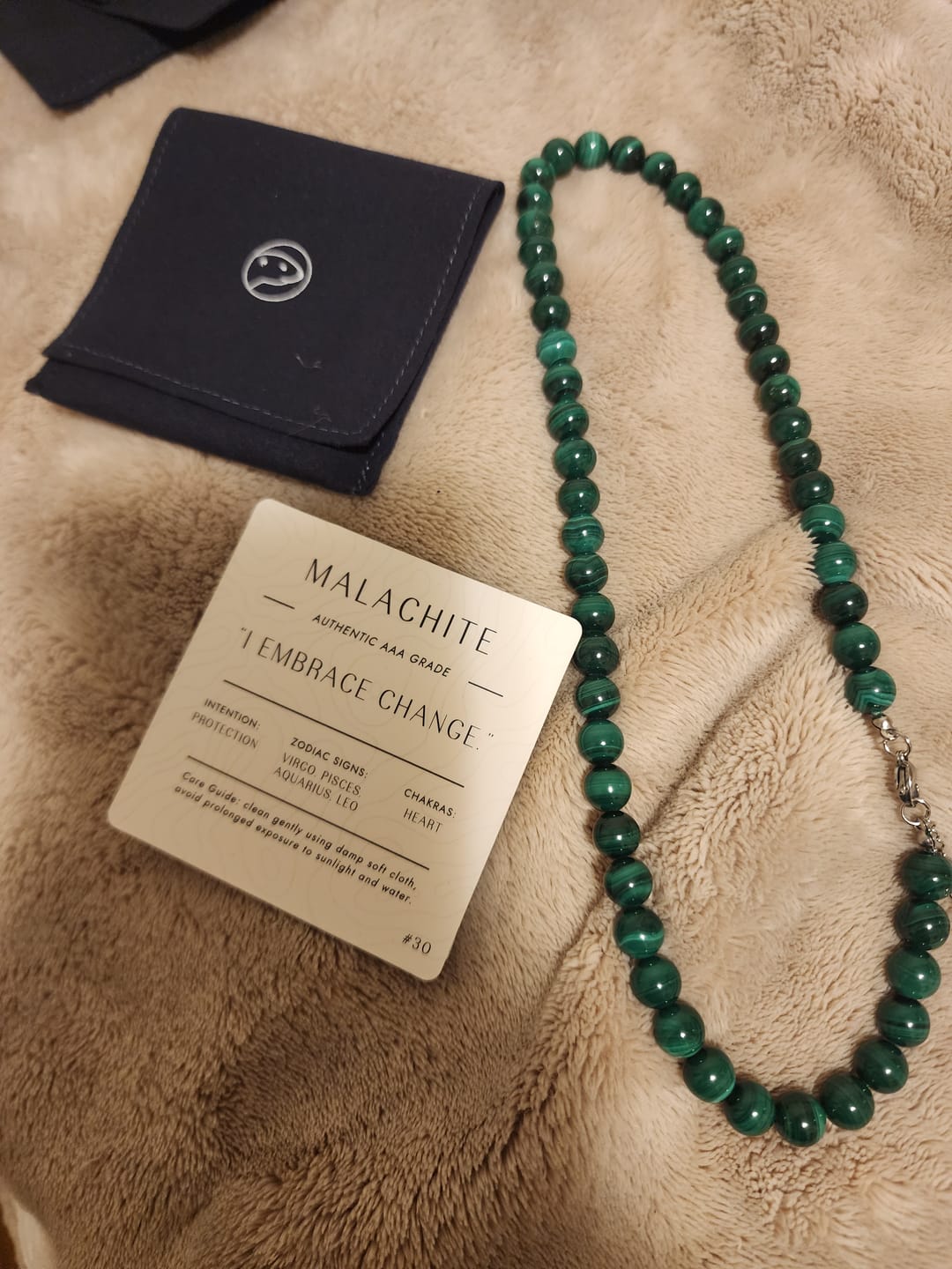 Customer photo review of Malachite Beaded Necklace