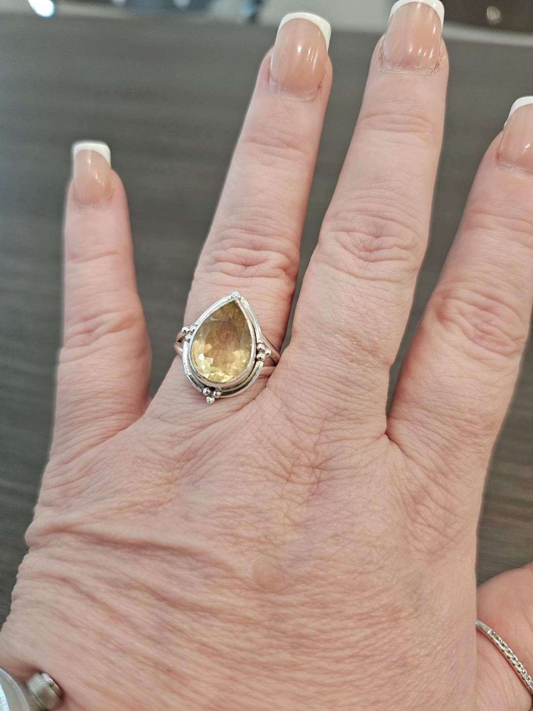 Customer photo review of Citrine Teardrop Ring Sterling Silver