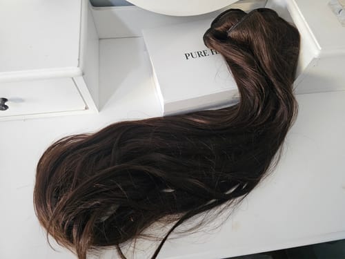 Customer photo review of 24 Inch Deluxe Clip in Hair Extensions #1C Mocha Brown