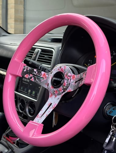 Customer photo review of Cherry Blossom Steering Wheel 14"