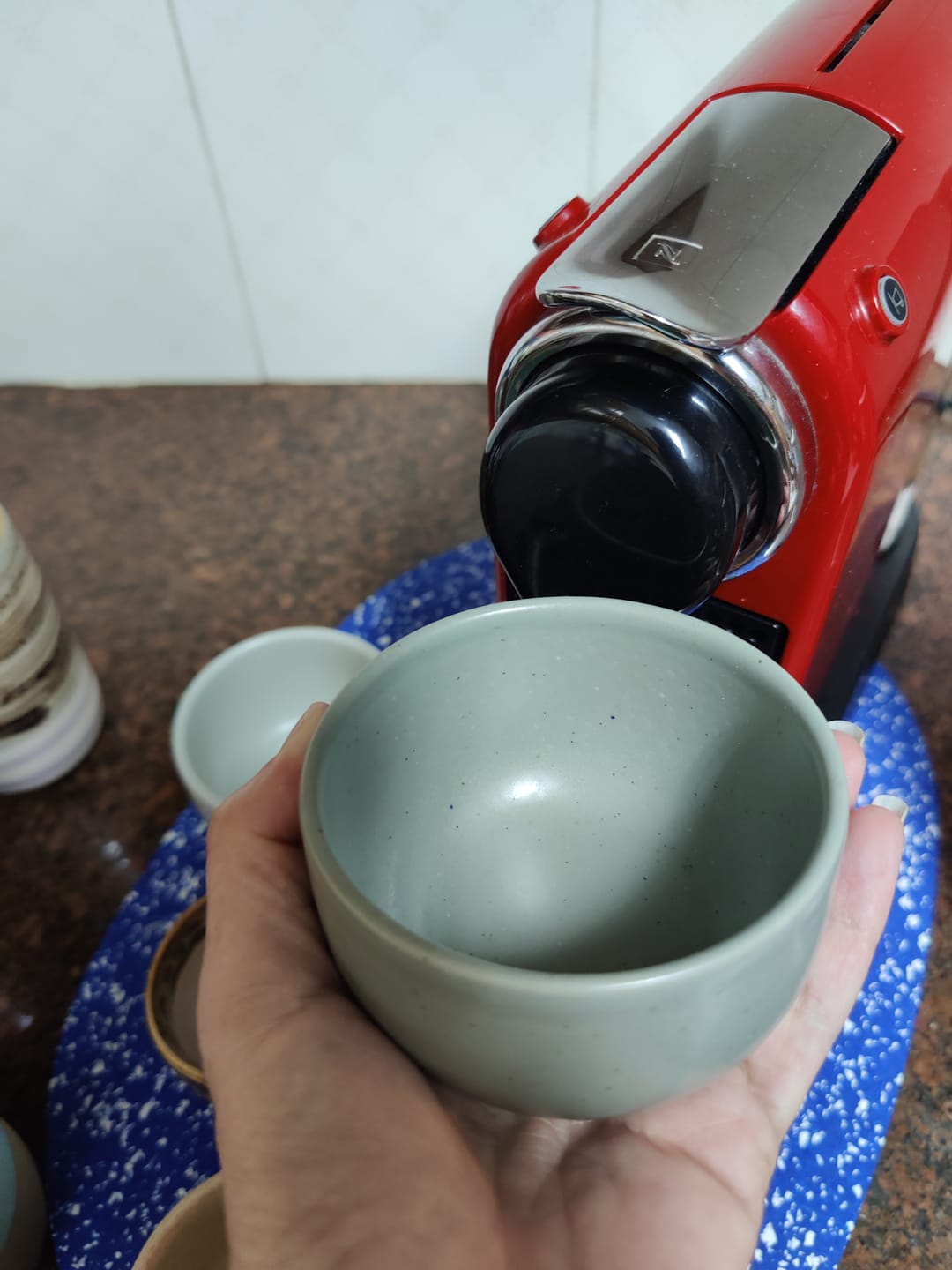 Customer photo review of ספל מאצ'ה וקפוצ׳ינו 220 מ"ל | קרמיקה פורטוגלית בעיצוב טבעי