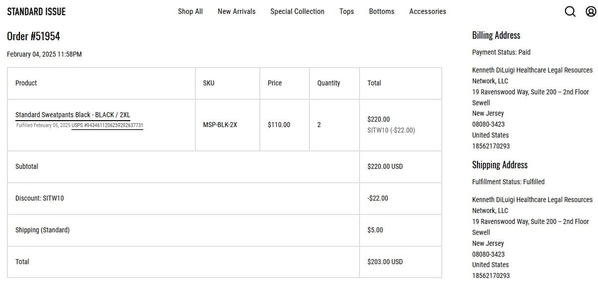 Customer photo review of Standard Sweatpants Black