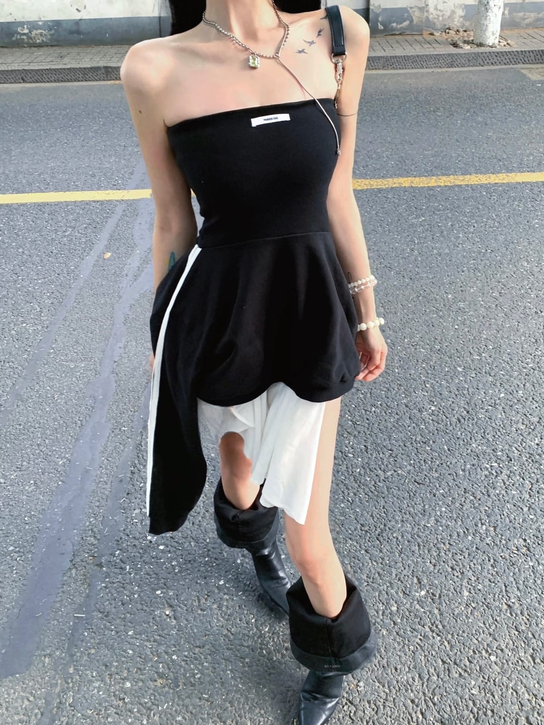 Customer photo review of WARDEN EDGE Asymmetric Tube Dress