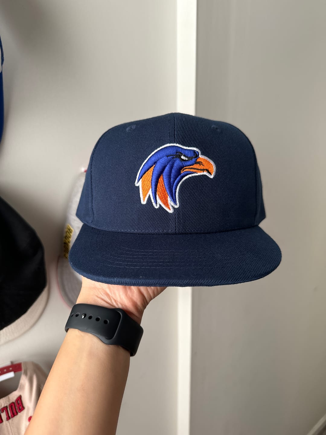 Customer photo review of Custom White 3D Puff Embroidery Flat Embroidery Flat Eaves Sport Baseball Cap Design for Men/Women/Youth