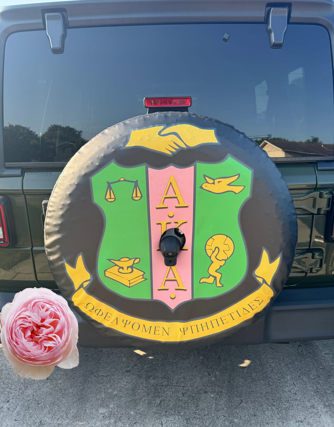 Customer photo review of Jeep Tire Covers - Alpha Kappa Alpha Sorority AKA Spare Tire Cover - Black LT8