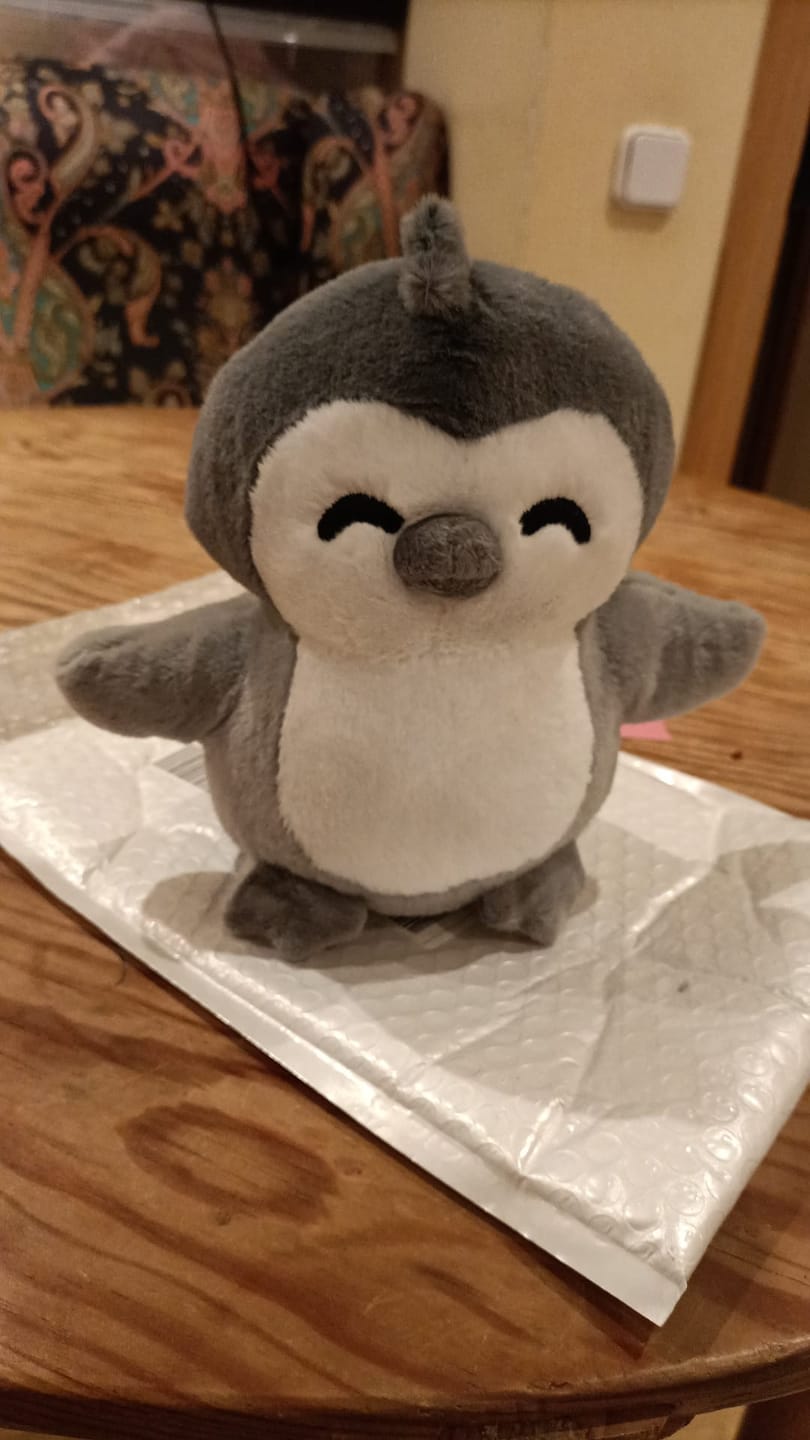 Customer photo review of Penguin Adoption Plushie