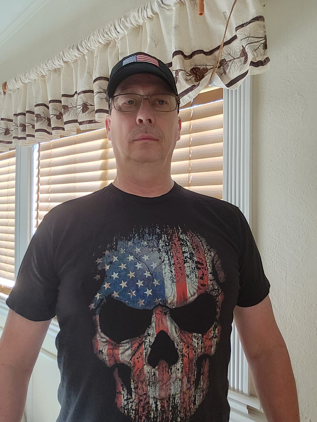 Customer photo review of USA Flag Skull T-Shirt