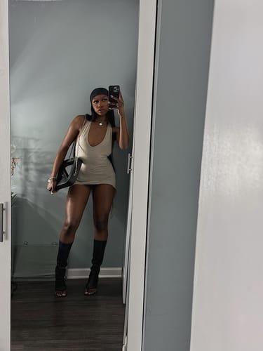 Customer photo review of Asymmetric Dress (Grey)