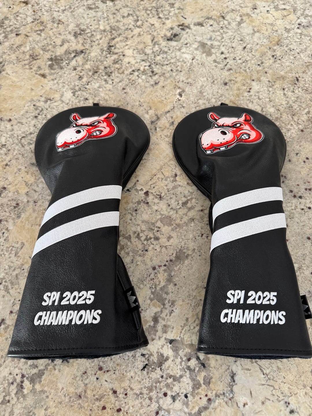 Customer photo review of Personalized White Stripes Wood Head Cover With Your Logo And Name