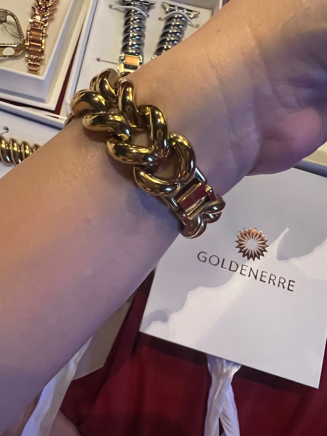 Customer photo review of Herringbone Stainless Steel Band for the Apple Watch