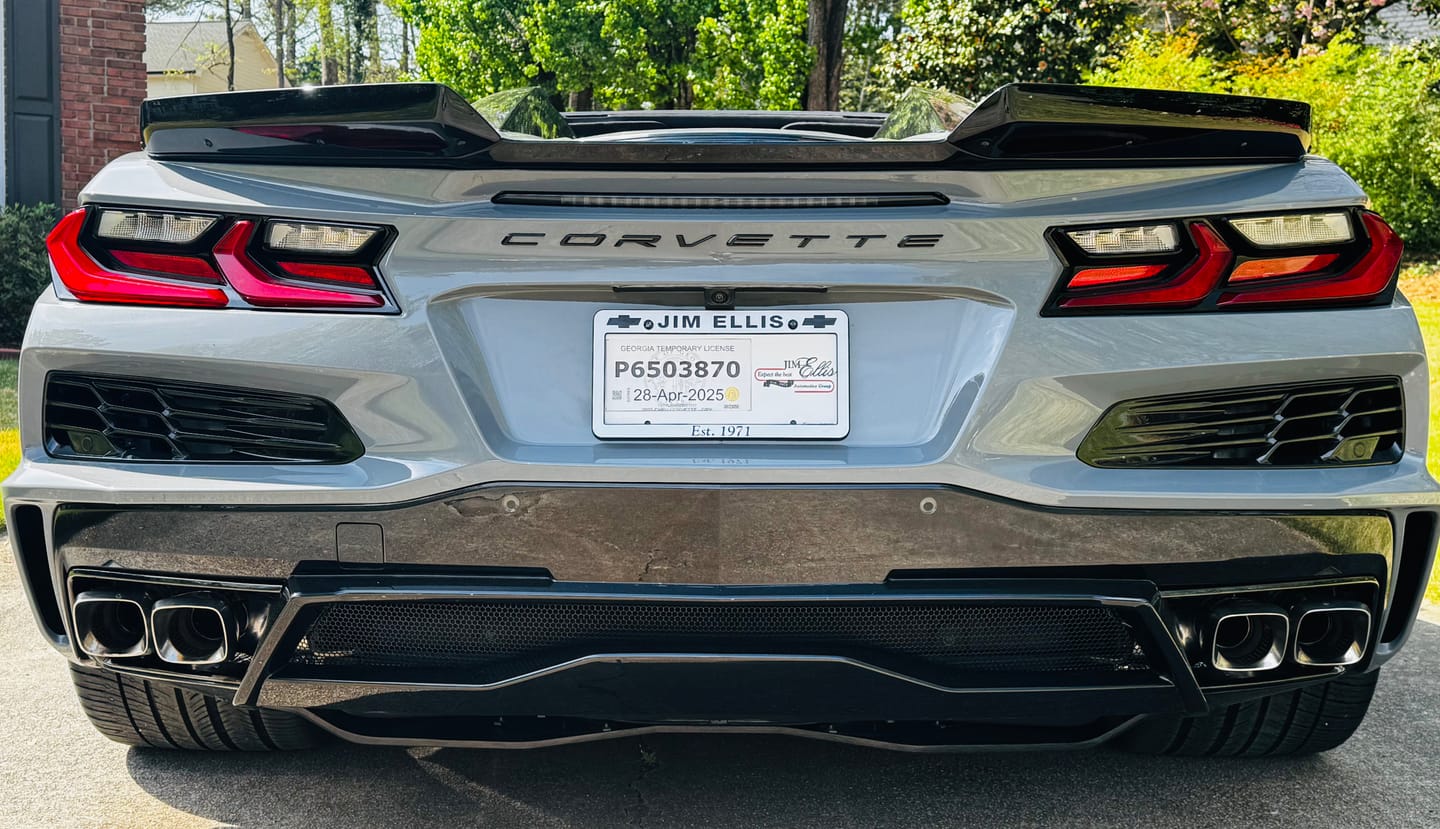 Customer photo review of Corvette C8 Z06 License Plate Backing