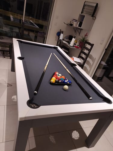 undefined review of Table à manger convertible en billard blanc gris - 7FT image 1 out of 1