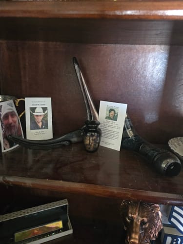 Customer photo review of Single Glass Deer Antlers with Cremation Ash