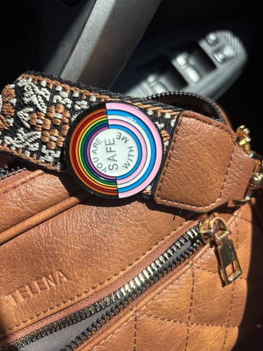 Customer photo review of You Are Safe With Me Pin