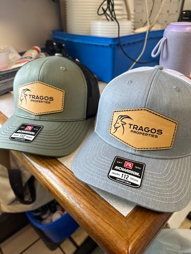 Customer photo review of Custom Leather Patch Hats Richardson 112 Laser Engraved