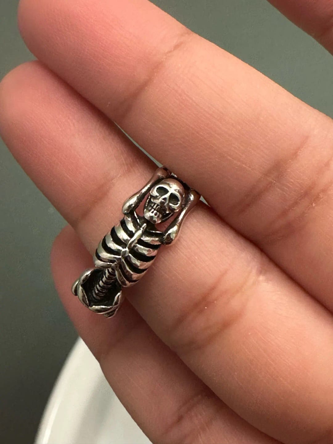 Customer photo review of Sterling Silver Skeleton Ring