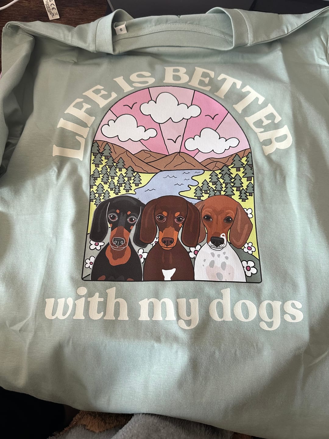 Customer photo review of Personalised Life Is Better With Your Dog T Shirt