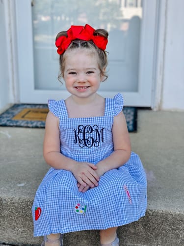 Customer photo review of Back To School Blue Windowpane Chloe Dress